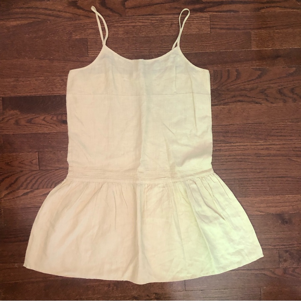 Tommy‎ Hilfiger Tommy Jeans Beige Linen Drop Waist Spaghetti Strap Dress M